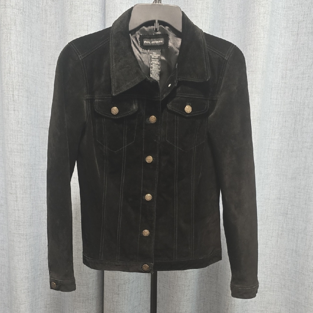 Joseph Black 100% Suede Jean Jacket with Gold Buttons